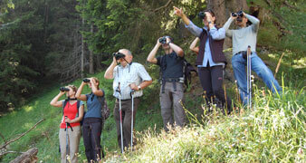 Menschen mit Fernglaesern beim Nature Watch